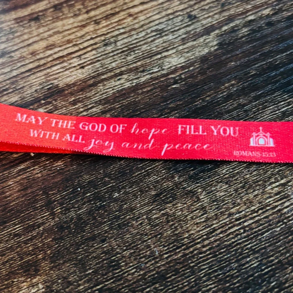 Red Romans 15:13 Scripture Fabric Wristlet Lanyard Keychain Clasp